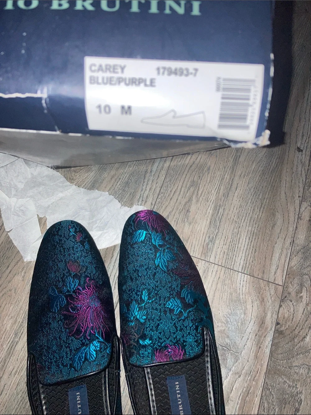 Giorgio Brutini Teal and Purple Floral Jacquard Slip-On Loafers